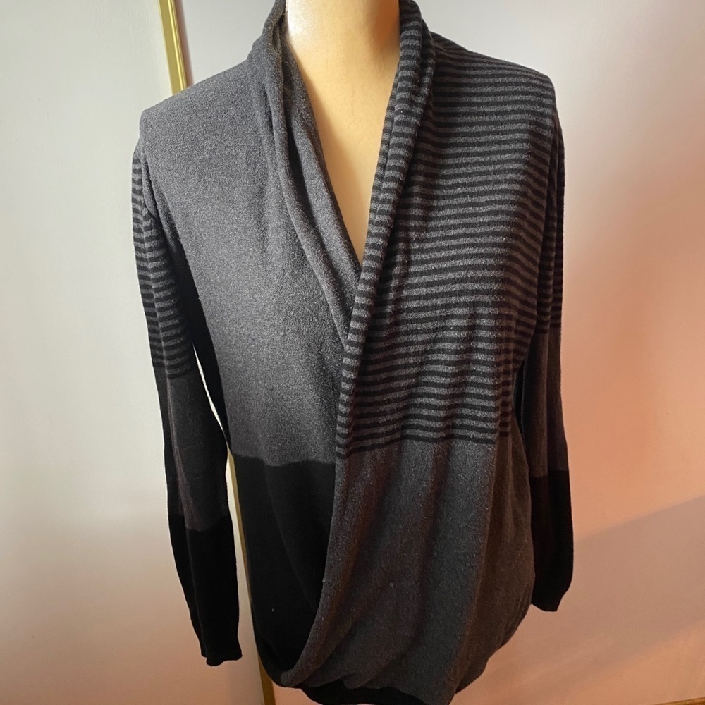 Max Studio charcoal gray- black wrap sweat…